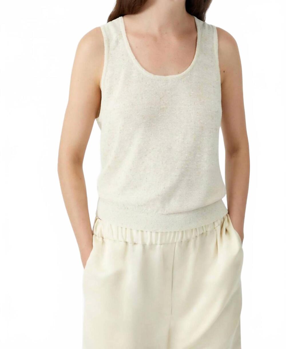 NEW CORDERA linen and cotton flecked tank top in cream